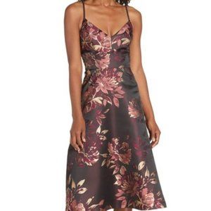 Eliza J Metallic Floral Midi Dress